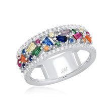 Load image into Gallery viewer, Double Rainbow Silver Ring
