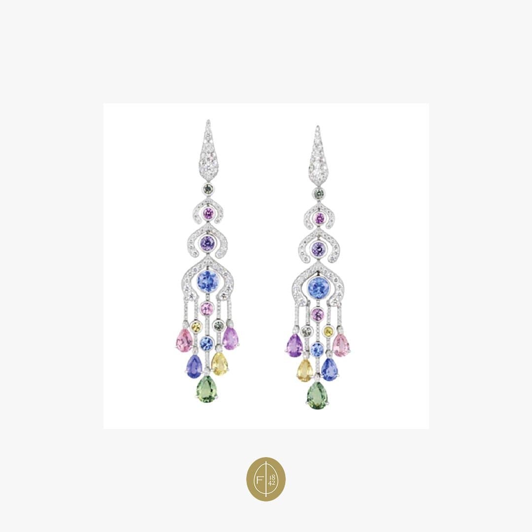 Fabergé Délices D’Été White Diamonds and Pear Shape Sapphires Earrings - Natkina