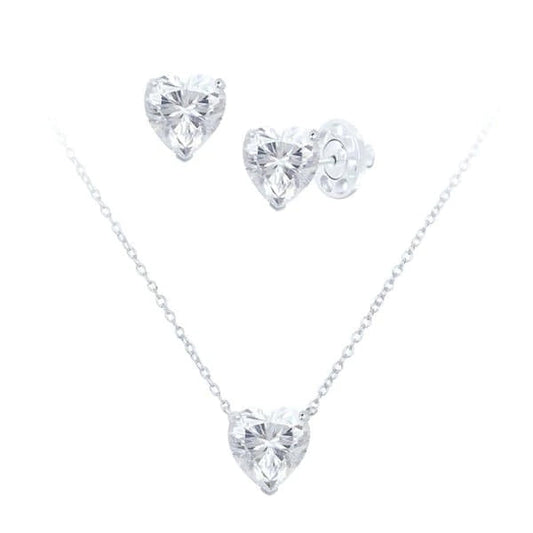Heart Cut Silver Set
