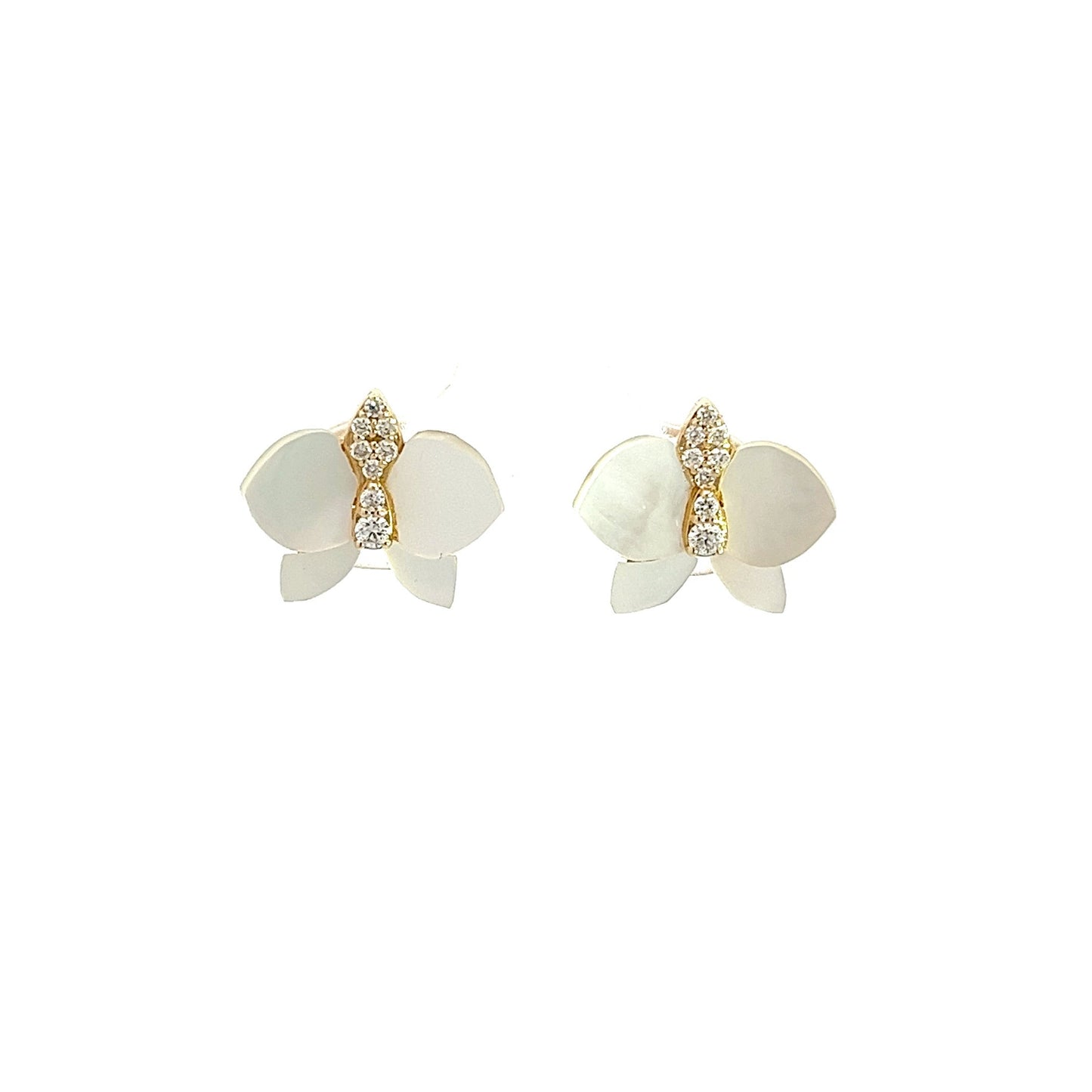Eternelle Orchid Earrings Mother of Pearl Yellow Gold