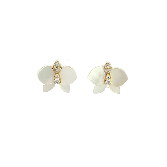 Eternelle Orchid Earrings Mother of Pearl Yellow Gold