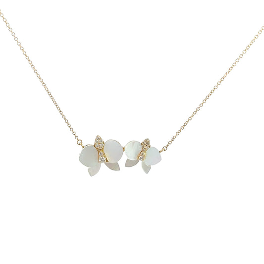 Eternelle Orchid Necklace Mother of Pearl Diamond Yellow Gold