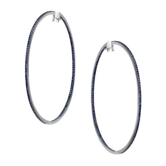 Impressive Blue Sapphire White Gold Hoop Earrings - Natkina