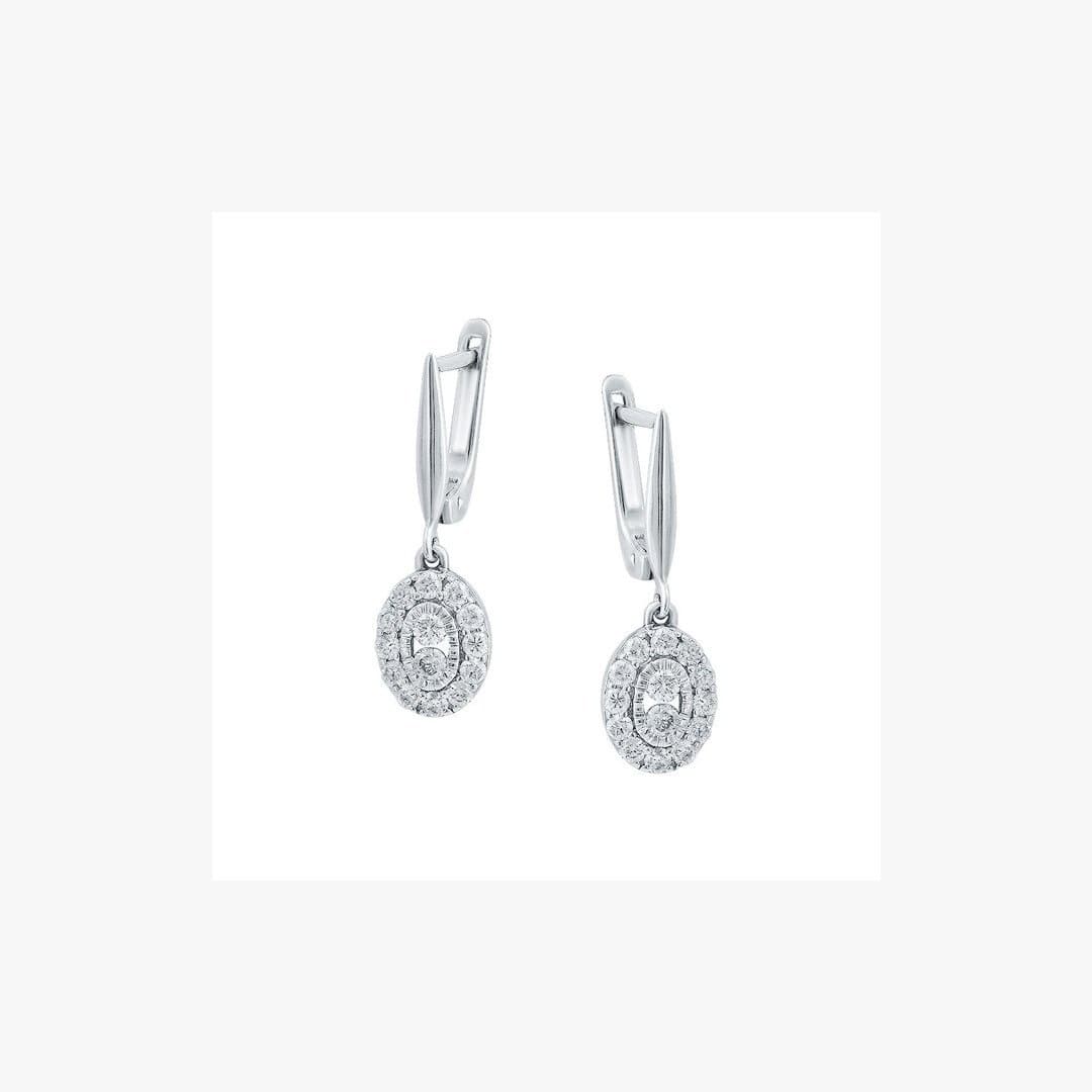 Impressive Classic Diamond White Gold Lever-Back Dangle Earrings - Natkina