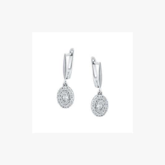 Impressive Classic Diamond White Gold Lever-Back Dangle Earrings - Natkina