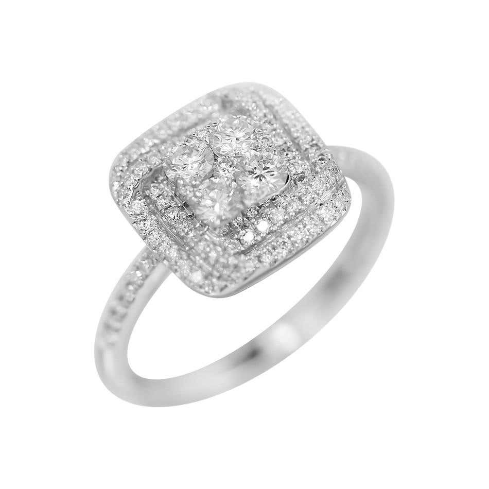 Impressive Classic Diamond White Gold Ring - Natkina