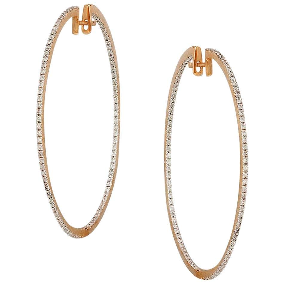 Impressive Diamond Yellow Gold Hoop Earrings - Natkina