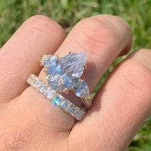 Load image into Gallery viewer, Pear Cut Diamond Imitation Silver Ring Kim
