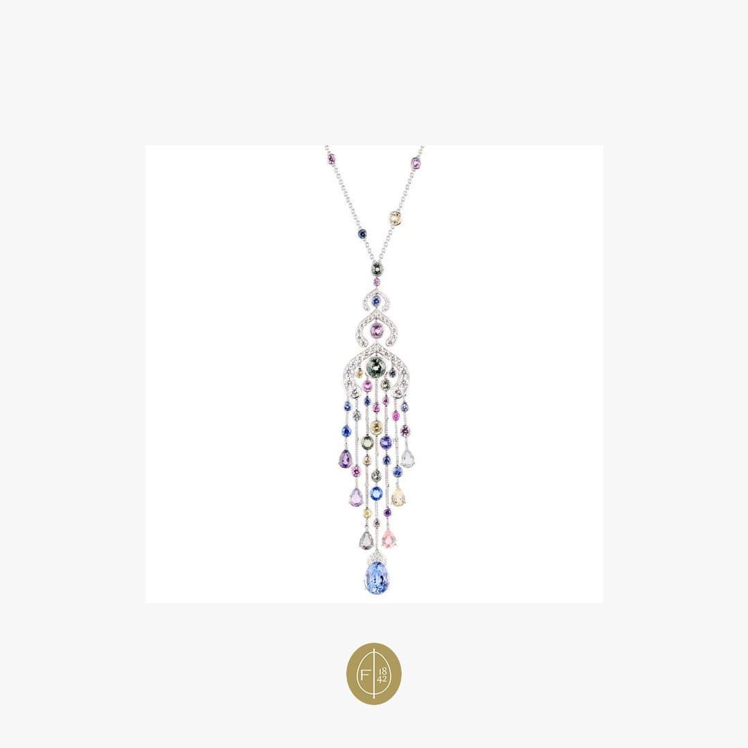 Limited Edition Fabergé Délices D’Été Diamonds and Pear Shape Sapphires Necklace - Natkina
