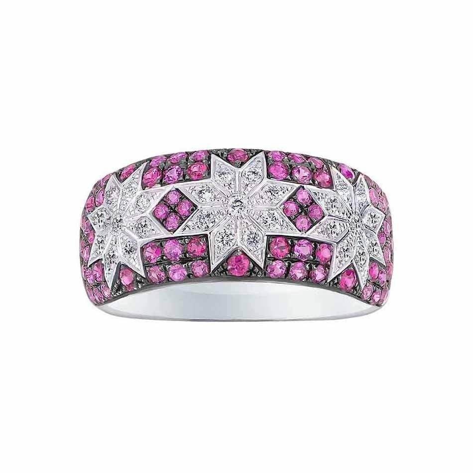 Long 3 Star Ring Ruby - Natkina