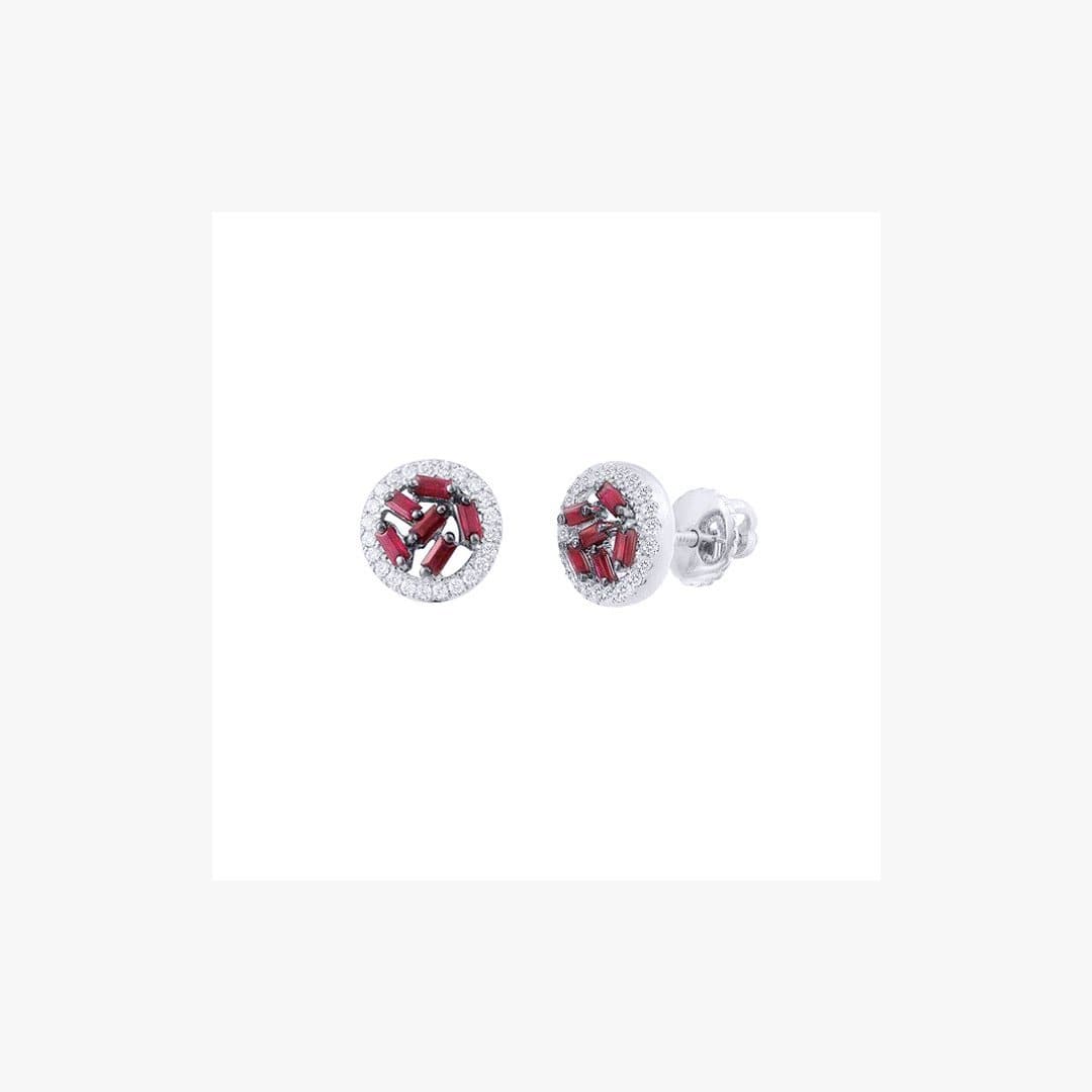 Modern White Gold Ruby Stud Earrings - Natkina
