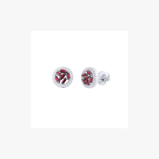 Modern White Gold Ruby Stud Earrings - Natkina