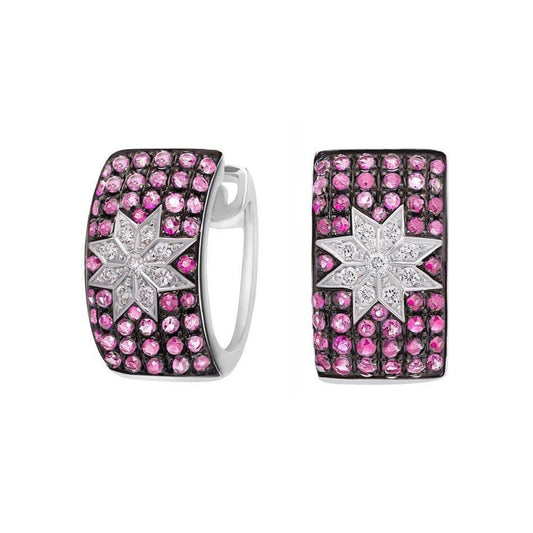 Mono Star earrings wide Pink Sapphire - Natkina