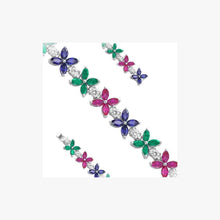 Load image into Gallery viewer, Multi-flower Silver Flower Tennis Bracelet
