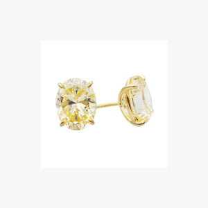 Oval Cut Diamond Imitation Stud Silver Earrings - Natkina