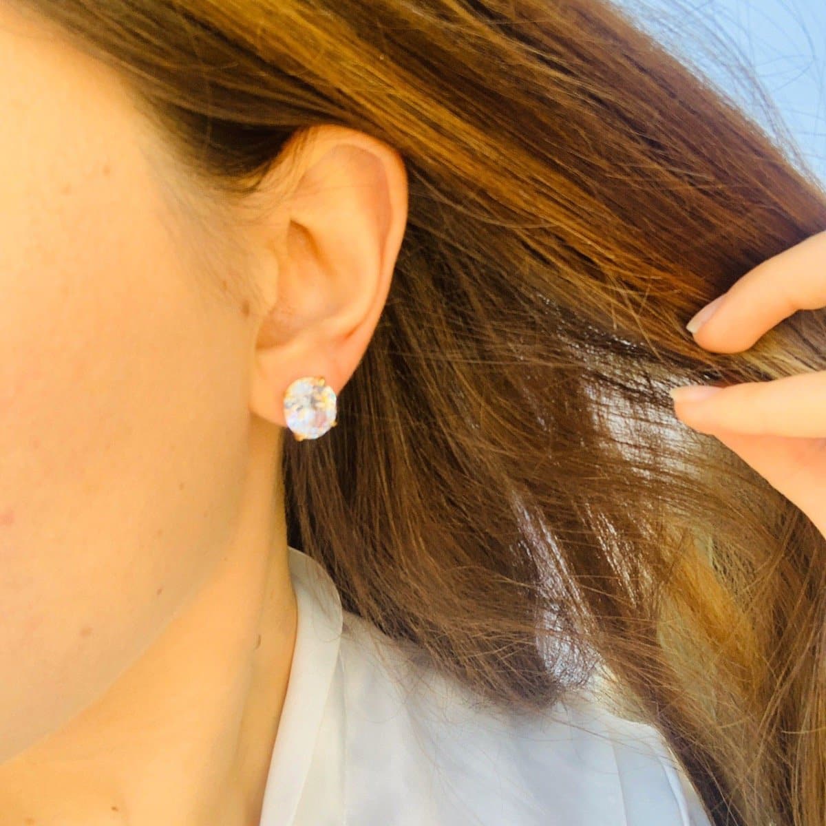 Oval Cut Stud Earrings - Natkina