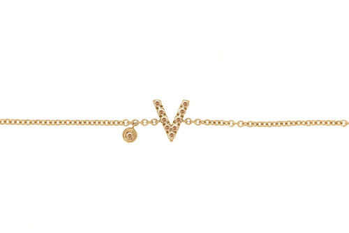 Personalized Brown Diamond Bracelet & Diamond Charm Big Letter - Natkina