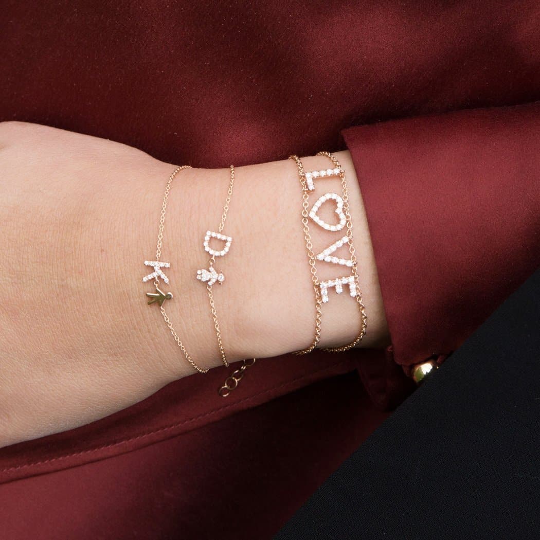 Personalized Diamond Bracelet & Diamond Boy Charm - Natkina