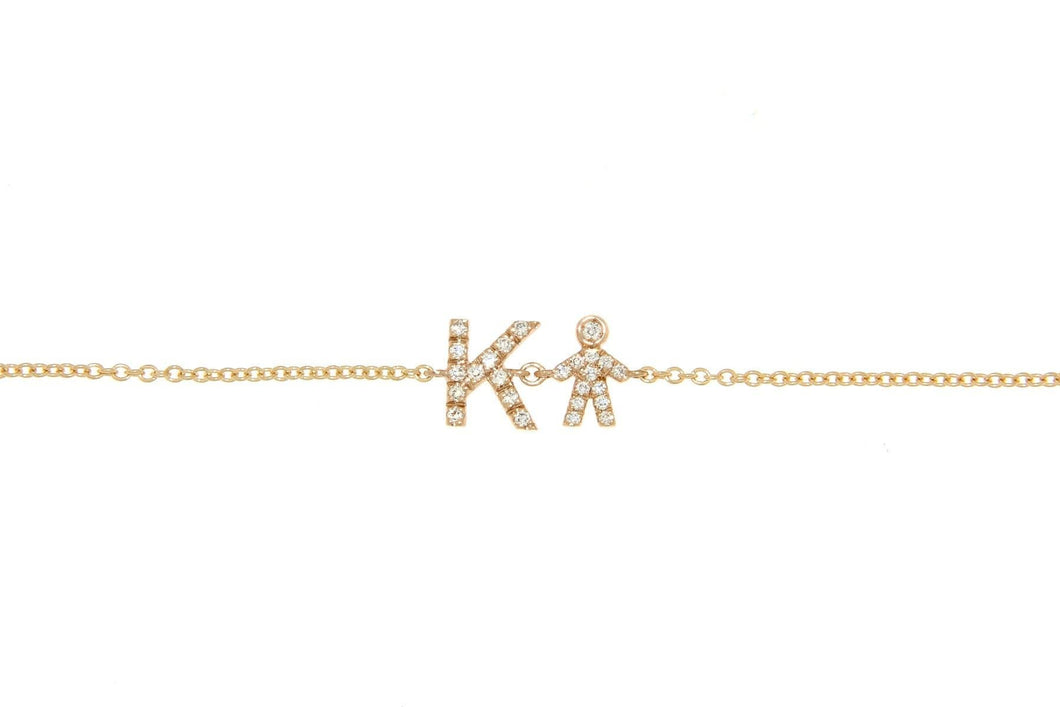 Personalized Diamond Bracelet & Diamond Boy Charm - Natkina