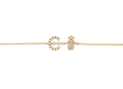 Personalized Diamond Bracelet & Diamond Girl Charm - Natkina