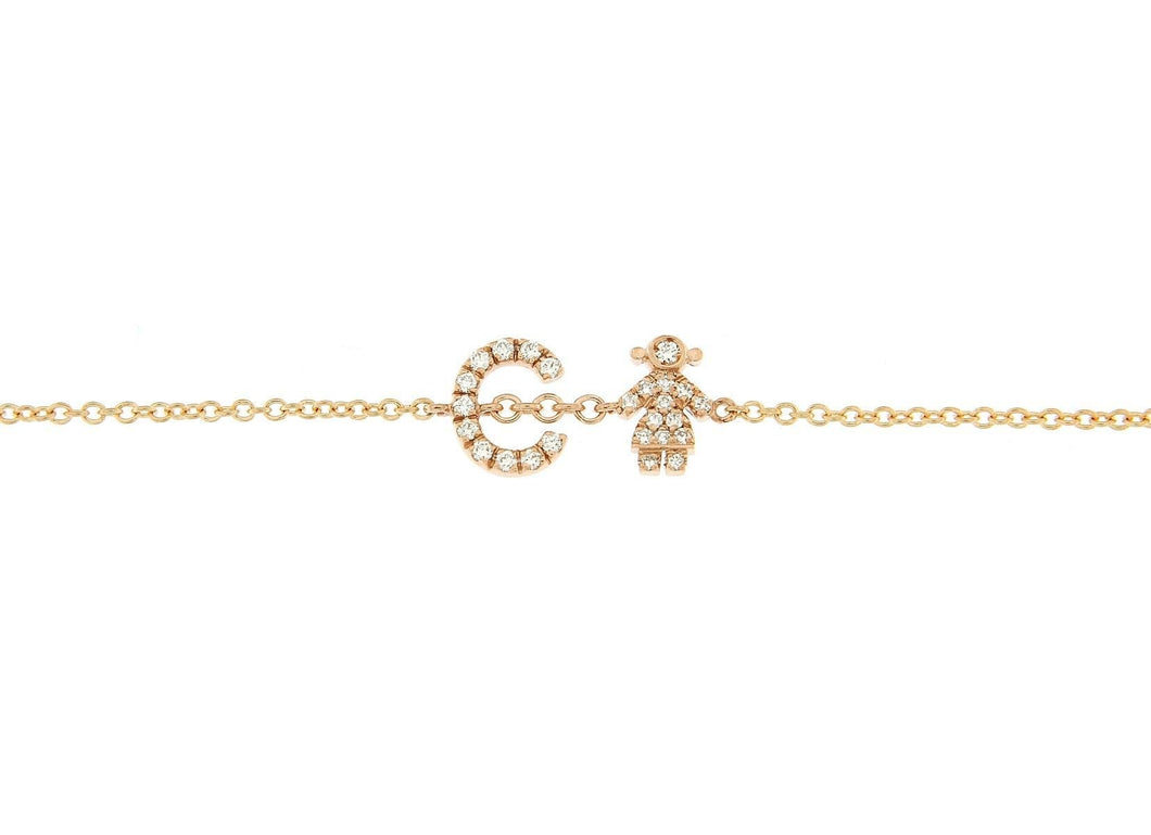 Personalized Diamond Bracelet & Diamond Girl Charm - Natkina