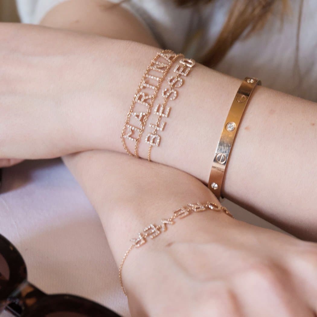 Personalized Diamond Bracelet Multiple Letters - Natkina