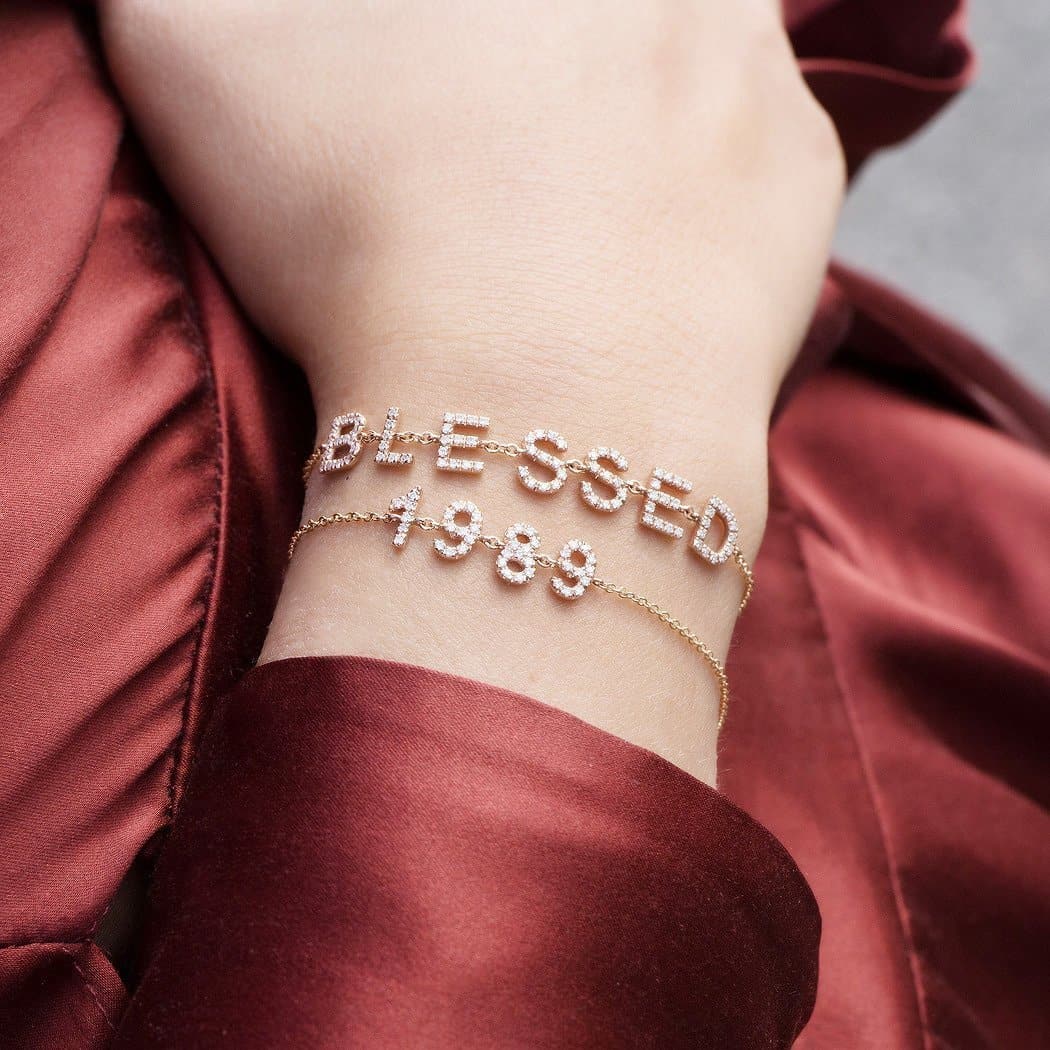 Personalized Diamond Bracelet Multiple Letters - Natkina