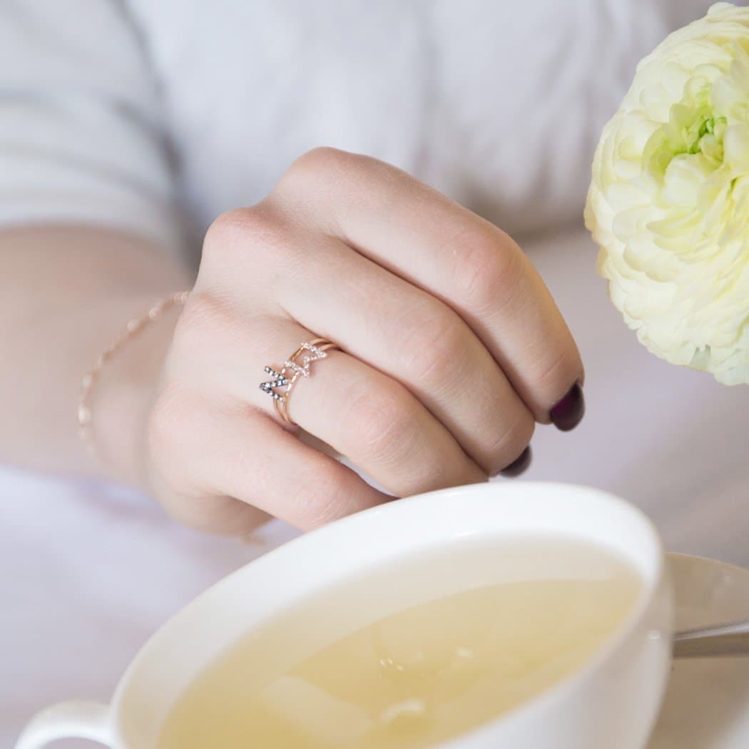 Personalized Diamond Ring 1 letter - 7mm - Natkina