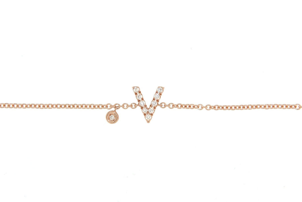 Personalized White Diamond Bracelet & Diamond Charm Big Letter - Natkina