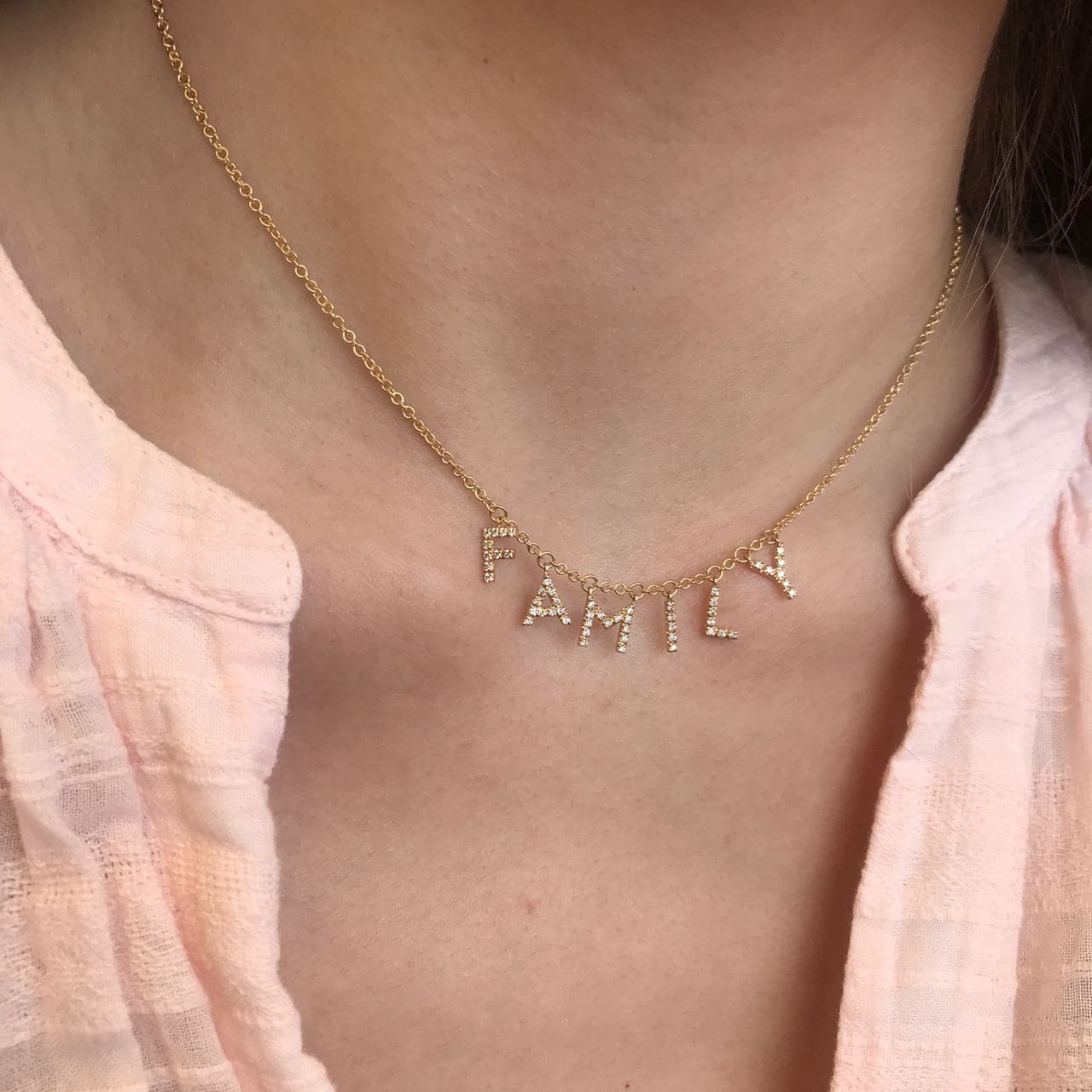 Personalized Diamond Necklace Multiple Letters 18K Gold