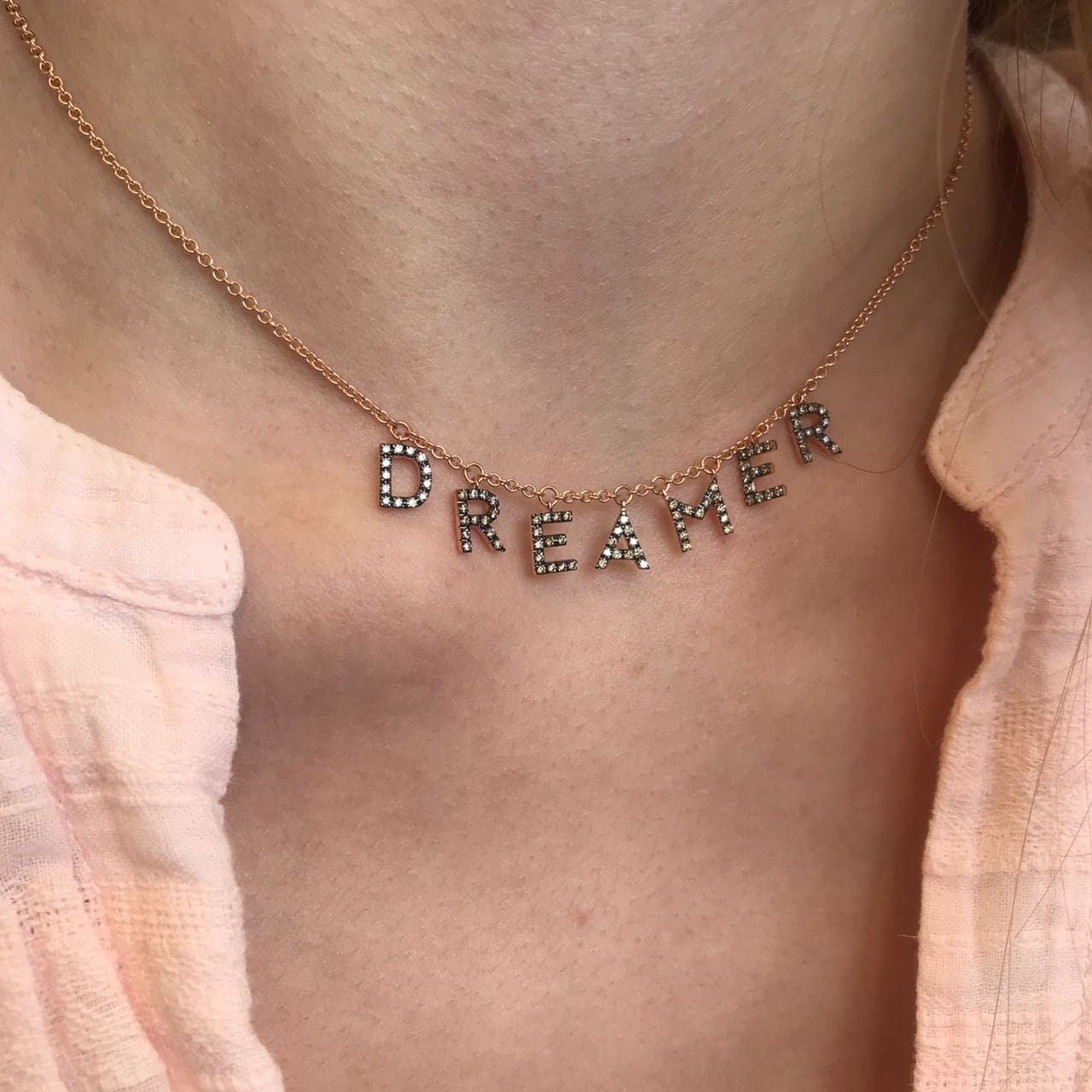 Personalized Diamond Necklace Multiple Letters 18K Gold