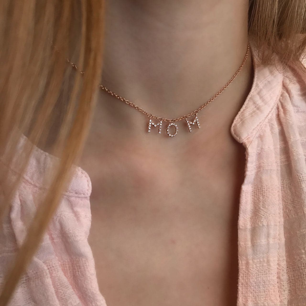 Personalized Diamond Necklace Multiple Letters 18K Gold