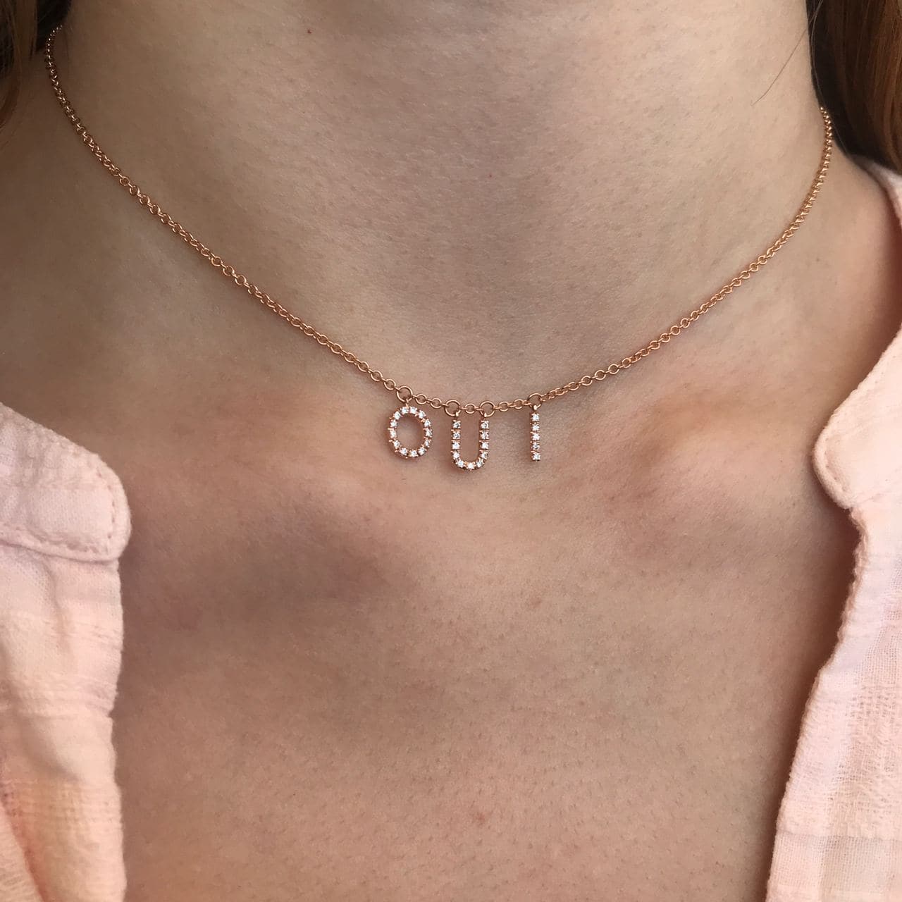 Personalized Diamond Necklace Multiple Letters 18K Gold