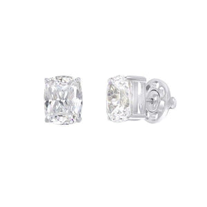Rectangular Diamond Imitation Silver Stud Earrings