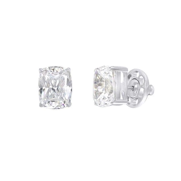 Rectangular Diamond Imitation Silver Stud Earrings