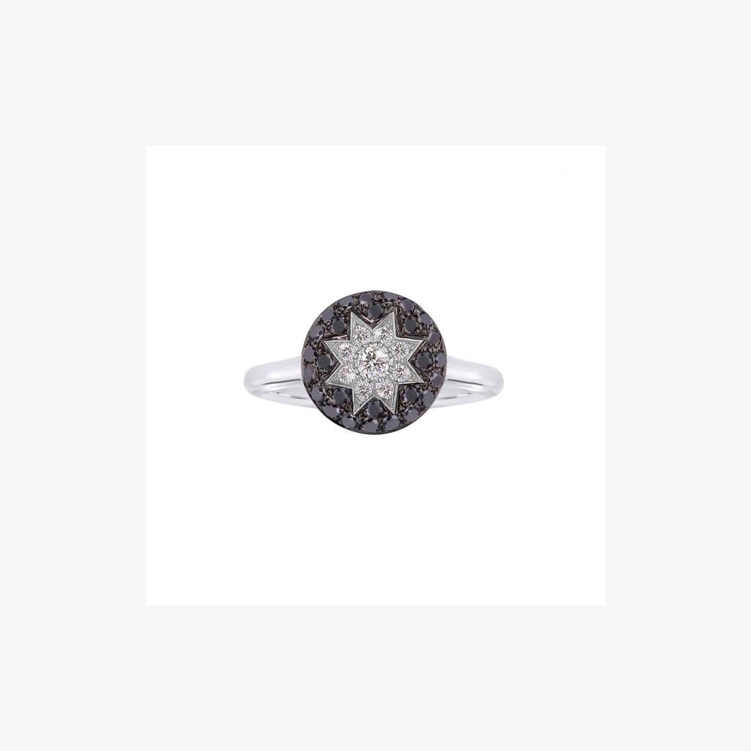 Round Star Black Diamond Ring - Natkina
