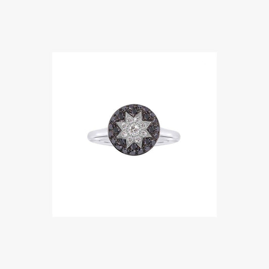 Round Star Black Diamond Ring - Natkina