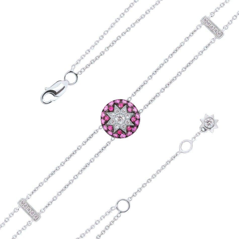 Round Star Ruby White Diamond Bracelet - Natkina