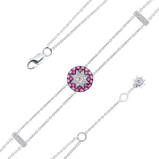 Round Star Ruby White Diamond Bracelet - Natkina