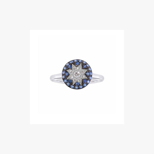 Round Star Sapphire Diamond Ring - Natkina