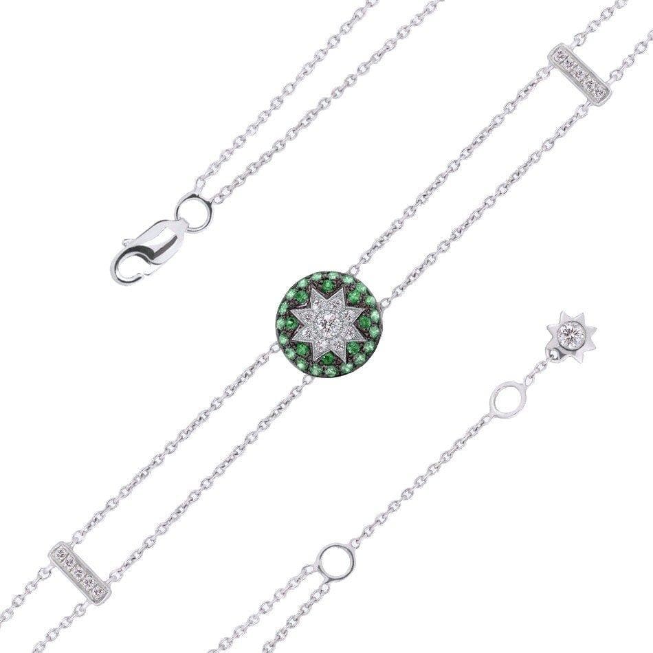 Round Star Tsavorite White Diamond Bracelet - Natkina