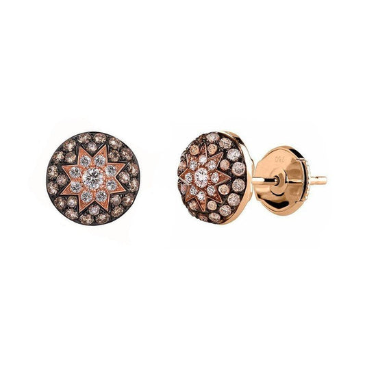 Round Stud Star Champagne Diamond Earrings - Natkina