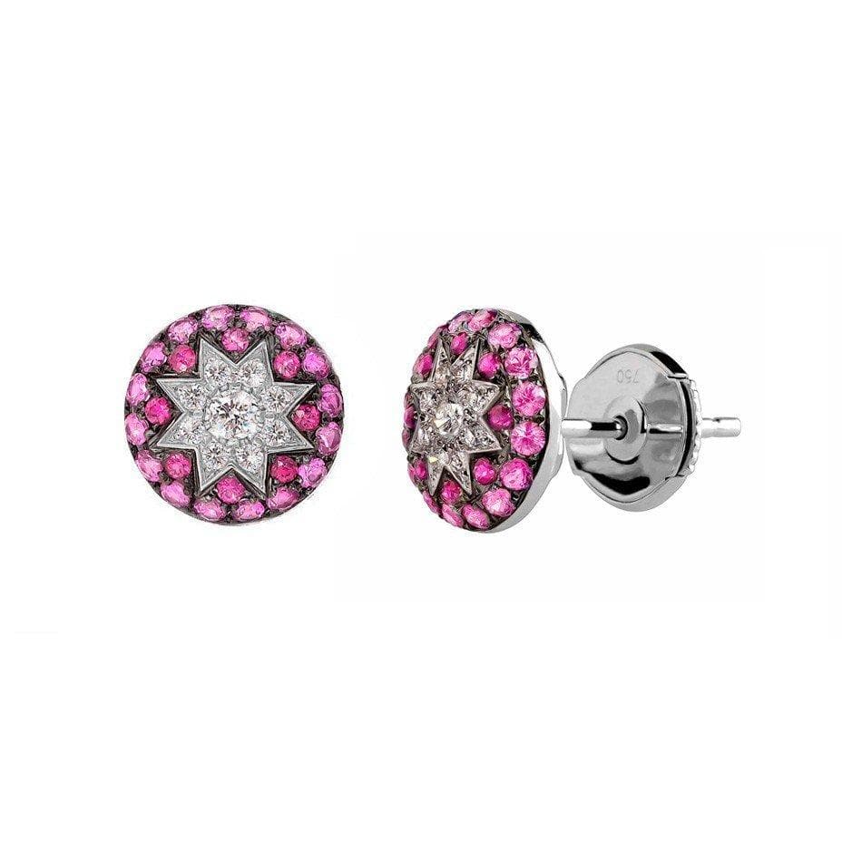 Round Stud Star Earrings Ruby - Natkina