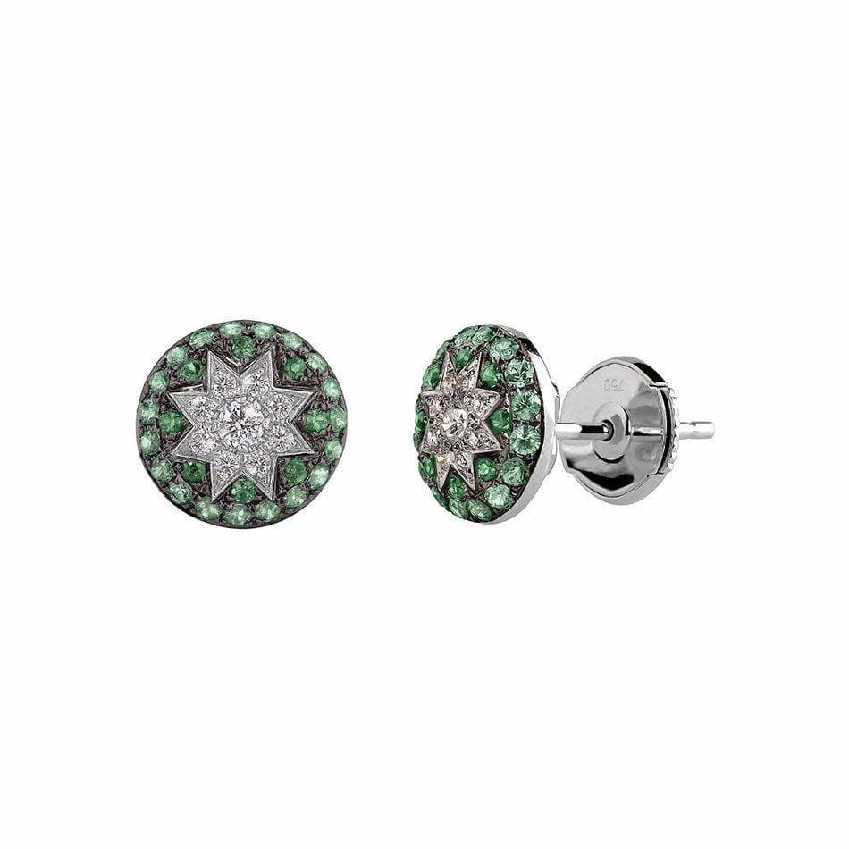 Round Stud Star Earrings Tsavorite - Natkina