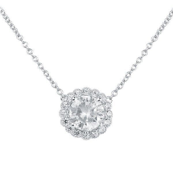 Solitaire Big Simple Silver Pendant