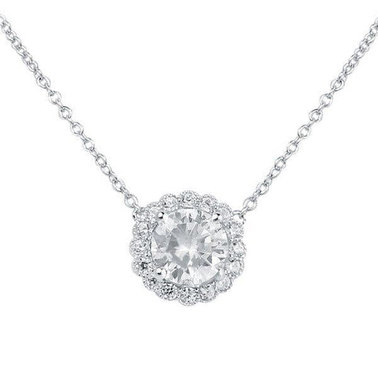 Solitaire Big Simple Silver Pendant