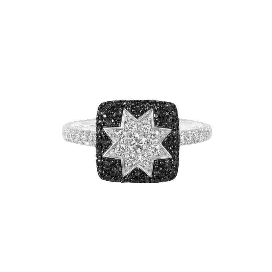 Square Star Black Diamond Ring - Natkina