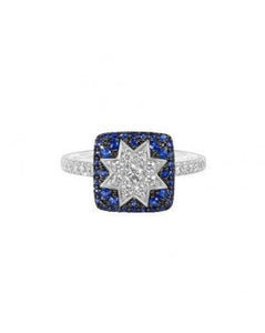 Square Star Sapphire White Diamond Ring - Natkina