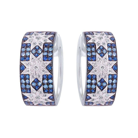 Trio Star earrings wide Blue Sapphire - Natkina