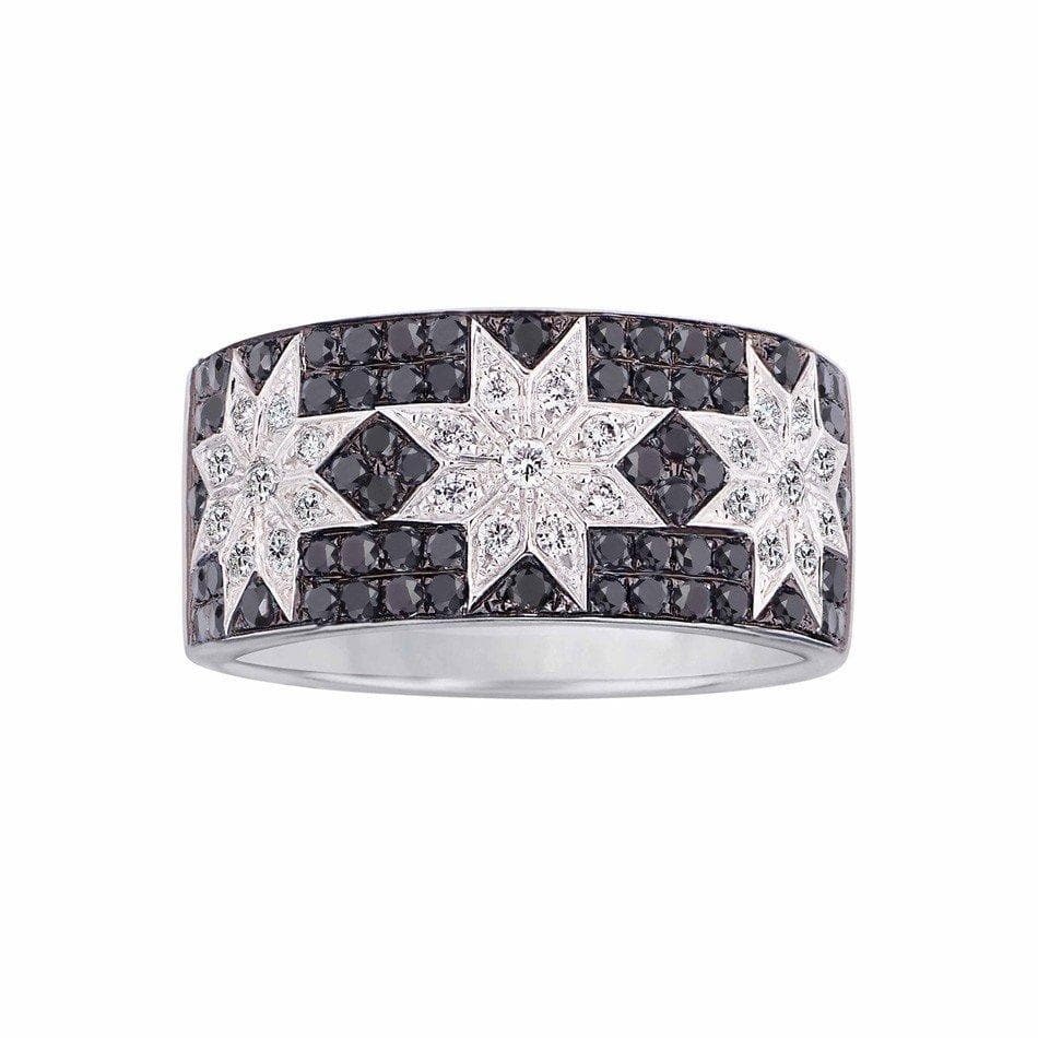 Trio Star ring wide Black Diamond - Natkina